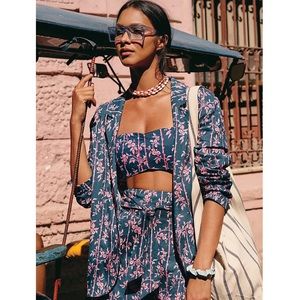 NBW Free People Poolside Floral Blazer Jacket Bandeau Two Piece Set